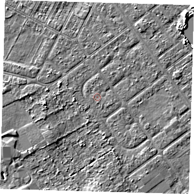 Shaded relief map of the ground around DN357UT, computed from Environment Agency LiDAR. The ground here sits at about 3 m above sea level and falls 5 m across the surrounding 800 m. Surface water reaching this point runs off ground lying to the east-south-east, 0.5 m higher.
