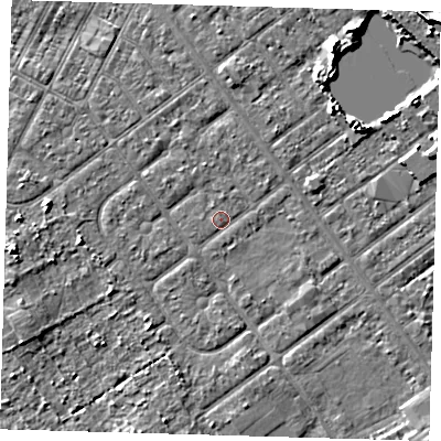 Shaded relief map of the ground around DN357UX, computed from Environment Agency LiDAR. The ground here sits at about 3 m above sea level and falls 8 m across the surrounding 800 m. Surface water reaching this point runs off ground lying to the south-south-west, 1.5 m higher.