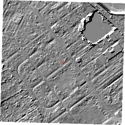 Shaded relief map of the ground around DN357UZ, computed from Environment Agency LiDAR. The ground here sits at about 3 m above sea level and falls 9 m across the surrounding 800 m. Surface water reaching this point runs off ground lying to the south-south-west, 1.5 m higher.