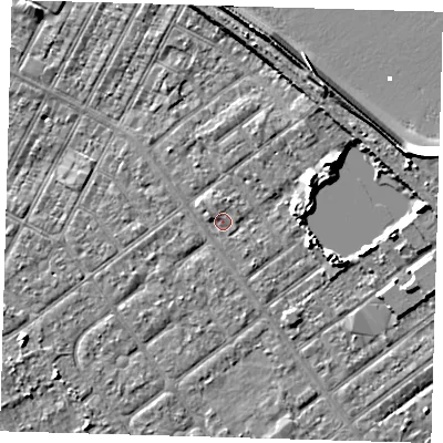Shaded relief map of the ground around DN357XE, computed from Environment Agency LiDAR. The ground here sits at about 3 m above sea level and falls 10 m across the surrounding 800 m. Surface water reaching this point runs off ground lying to the west-north-west, 1.1 m higher.