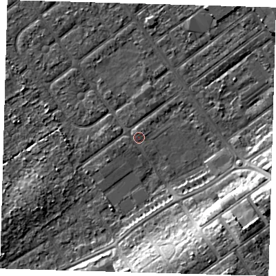 Shaded relief map of the ground around DN358AA, computed from Environment Agency LiDAR. The ground here sits at about 3 m above sea level and falls 11 m across the surrounding 800 m. Surface water reaching this point runs off ground lying to the south-west, 1.1 m higher.