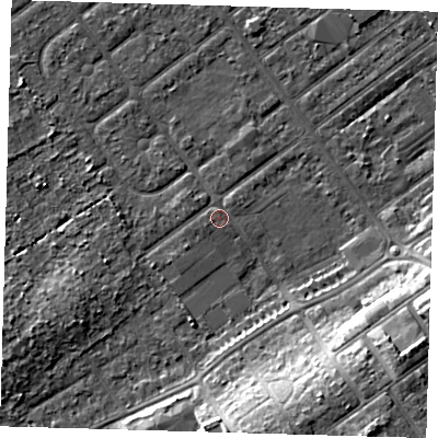 Shaded relief map of the ground around DN358AB, computed from Environment Agency LiDAR. The ground here sits at about 3 m above sea level and falls 11 m across the surrounding 800 m. Surface water reaching this point runs off ground lying to the south-east, 10.1 m higher.
