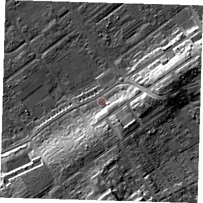 Shaded relief map of the ground around DN358AD, computed from Environment Agency LiDAR. The ground here sits at about 5 m above sea level and falls 14 m across the surrounding 800 m. Surface water reaching this point runs off ground lying to the south-east, 7.9 m higher.