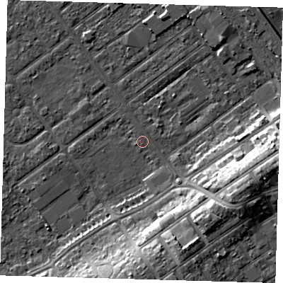 Shaded relief map of the ground around DN358AH, computed from Environment Agency LiDAR. The ground here sits at about 3 m above sea level and falls 13 m across the surrounding 800 m. Surface water reaching this point runs off ground lying to the east-south-east, 10.0 m higher.