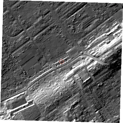 Shaded relief map of the ground around DN358AQ, computed from Environment Agency LiDAR. The ground here sits at about 3 m above sea level and falls 14 m across the surrounding 800 m. Surface water reaching this point runs off ground lying to the east, 9.8 m higher.