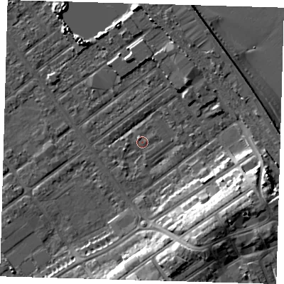 Shaded relief map of the ground around DN358AS, computed from Environment Agency LiDAR. The ground here sits at about 3 m above sea level and falls 14 m across the surrounding 800 m. Surface water reaching this point runs off ground lying to the south-east, 11.5 m higher.