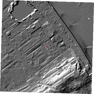 Shaded relief map of the ground around DN358BG, computed from Environment Agency LiDAR. The ground here sits at about 3 m above sea level and falls 15 m across the surrounding 800 m. Surface water reaching this point runs off ground lying to the south-south-east, 11.5 m higher.