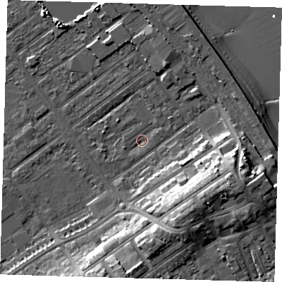 Shaded relief map of the ground around DN358BL, computed from Environment Agency LiDAR. The ground here sits at about 3 m above sea level and falls 14 m across the surrounding 800 m. Surface water reaching this point runs off ground lying to the south-east, 11.5 m higher.