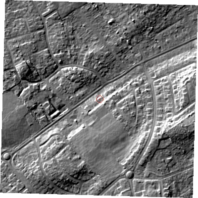 Shaded relief map of the ground around DN359HU, computed from Environment Agency LiDAR. The ground here sits at about 5 m above sea level and falls 11 m across the surrounding 800 m. Surface water reaching this point runs off ground lying to the south-east, 5.3 m higher.