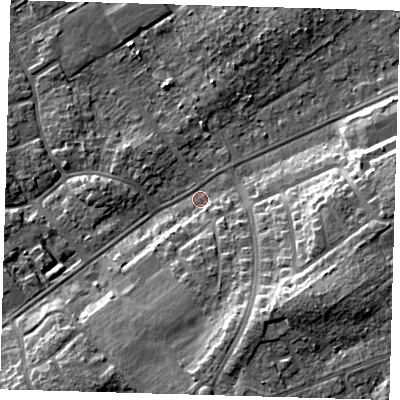 Shaded relief map of the ground around DN359HX, computed from Environment Agency LiDAR. The ground here sits at about 4 m above sea level and falls 11 m across the surrounding 800 m. Surface water reaching this point runs off ground lying to the south-south-east, 8.2 m higher.