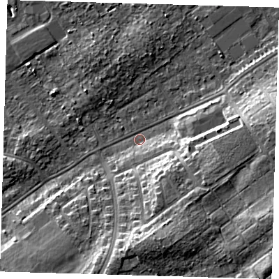 Shaded relief map of the ground around DN359HY, computed from Environment Agency LiDAR. The ground here sits at about 3 m above sea level and falls 13 m across the surrounding 800 m. Surface water reaching this point runs off ground lying to the east-south-east, 10.8 m higher.