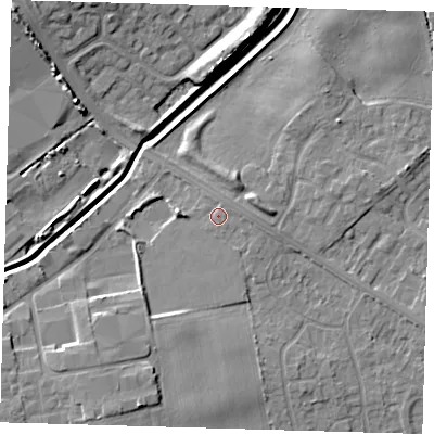 Shaded relief map of the ground around DN364AQ, computed from Environment Agency LiDAR. The ground here sits at about 6 m above sea level and falls 9 m across the surrounding 800 m. Surface water reaching this point runs off ground lying to the east, 0.7 m higher.