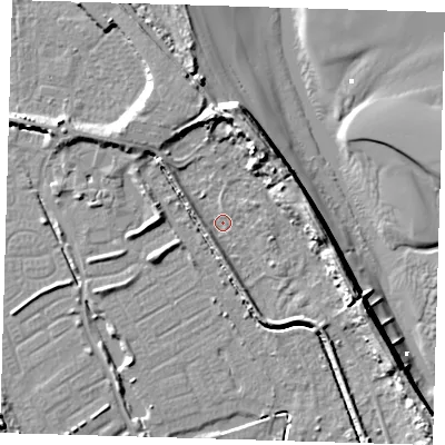 Shaded relief map of the ground around DN364EX, computed from Environment Agency LiDAR. The ground here sits at about 3 m above sea level and falls 11 m across the surrounding 800 m. Surface water reaching this point runs off ground lying to the south, 2.2 m higher.