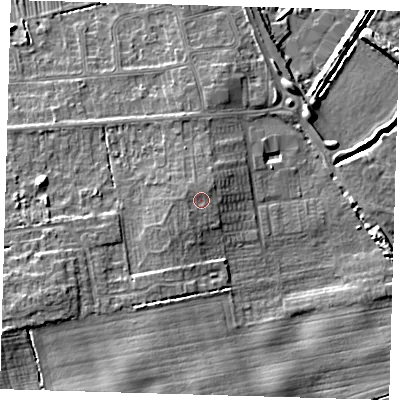 Shaded relief map of the ground around DN364HH, computed from Environment Agency LiDAR. The ground here sits at about 7 m above sea level and falls 8 m across the surrounding 800 m. Surface water reaching this point runs off ground lying to the south-west, 1.0 m higher.