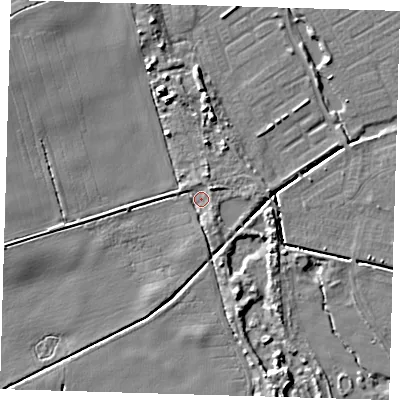 Shaded relief map of the ground around DN364JX, computed from Environment Agency LiDAR. The ground here sits at about 3 m above sea level and falls 6 m across the surrounding 800 m. Surface water reaching this point runs off ground lying to the north-east, 2.2 m higher.