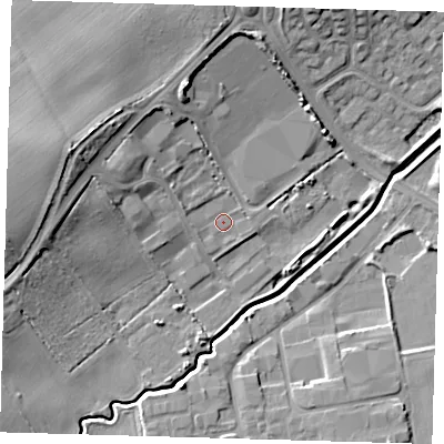 Shaded relief map of the ground around DN364TQ, computed from Environment Agency LiDAR. The ground here sits at about 5 m above sea level and falls 13 m across the surrounding 800 m. Surface water reaching this point runs off ground lying to the west-north-west, 2.2 m higher.