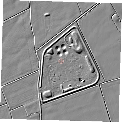 Shaded relief map of the ground around DN365LA, computed from Environment Agency LiDAR. The ground here sits at about 3 m above sea level and falls 7 m across the surrounding 800 m. Surface water reaching this point runs off ground lying to the west-south-west, 3.4 m higher.