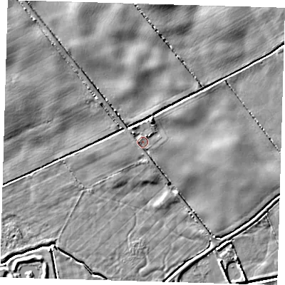 Shaded relief map of the ground around DN365QX, computed from Environment Agency LiDAR. The ground here sits at about 4 m above sea level and falls 5 m across the surrounding 800 m. Surface water reaching this point runs off ground lying to the north-north-west, 1.8 m higher.