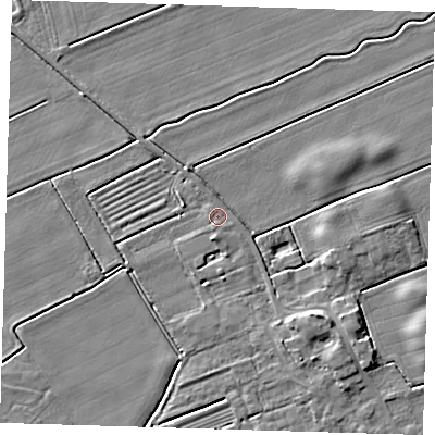 Shaded relief map of the ground around DN365TE, computed from Environment Agency LiDAR. The ground here sits at about 3 m above sea level and falls 5 m across the surrounding 800 m. Surface water reaching this point runs off ground lying to the south, 0.8 m higher.