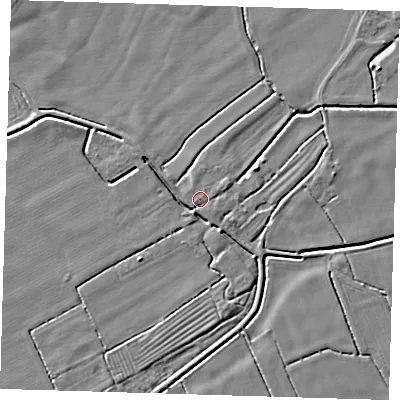Shaded relief map of the ground around DN365TN, computed from Environment Agency LiDAR. The ground here sits at about 3 m above sea level and falls 3 m across the surrounding 800 m. Surface water reaching this point runs off ground lying to the south-east, 1.7 m higher.