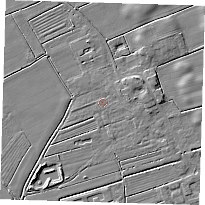 Shaded relief map of the ground around DN365TX, computed from Environment Agency LiDAR. The ground here sits at about 3 m above sea level and falls 5 m across the surrounding 800 m. Surface water reaching this point runs off ground lying to the east-north-east, 1.1 m higher.