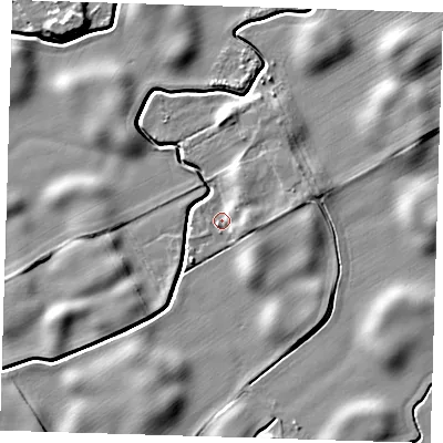 Shaded relief map of the ground around DN365UE, computed from Environment Agency LiDAR. The ground here sits at about 3 m above sea level and falls 7 m across the surrounding 800 m. Surface water reaching this point runs off ground lying to the east, 3.3 m higher.
