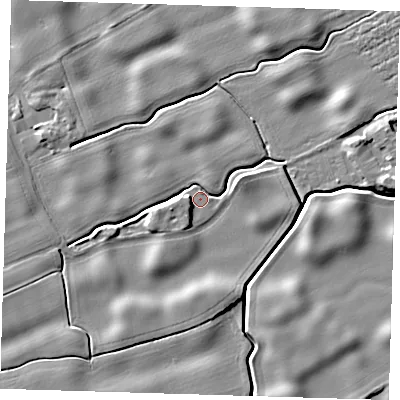 Shaded relief map of the ground around DN365UF, computed from Environment Agency LiDAR. The ground here sits at about 3 m above sea level and falls 6 m across the surrounding 800 m. Surface water reaching this point runs off ground lying to the west, 4.2 m higher.