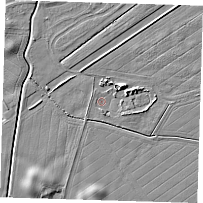 Shaded relief map of the ground around DN365UU, computed from Environment Agency LiDAR. The ground here sits at about 3 m above sea level and falls 8 m across the surrounding 800 m. Surface water reaching this point runs off ground lying to the north-east, 6.7 m higher.