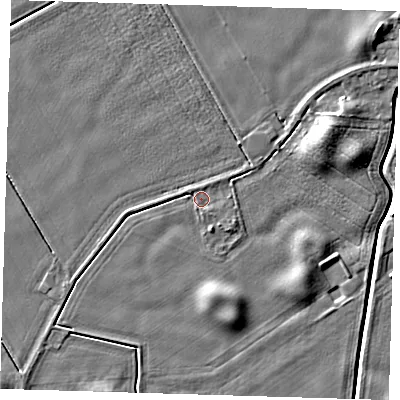 Shaded relief map of the ground around DN365UZ, computed from Environment Agency LiDAR. The ground here sits at about 3 m above sea level and falls 5 m across the surrounding 800 m. Surface water reaching this point runs off ground lying to the south, 0.6 m higher.