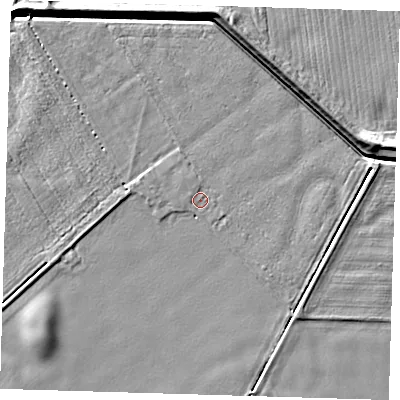 Shaded relief map of the ground around DN365XB, computed from Environment Agency LiDAR. The ground here sits at about 3 m above sea level and falls 5 m across the surrounding 800 m. Surface water reaching this point runs off ground lying to the south-east, 0.7 m higher.