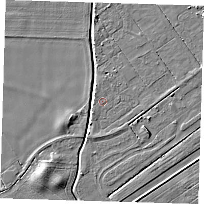 Shaded relief map of the ground around DN365XQ, computed from Environment Agency LiDAR. The ground here sits at about 3 m above sea level and falls 5 m across the surrounding 800 m. Surface water reaching this point runs off ground lying to the north-west, 0.8 m higher.