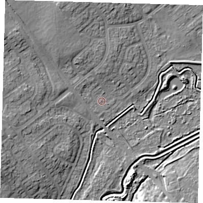 Shaded relief map of the ground around DN379HE, computed from Environment Agency LiDAR. The ground here sits at about 4 m above sea level and falls 10 m across the surrounding 800 m. Surface water reaching this point runs off ground lying to the north-north-west, 6.2 m higher.