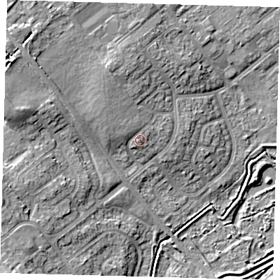 Shaded relief map of the ground around DN379HN, computed from Environment Agency LiDAR. The ground here sits at about 7 m above sea level and falls 10 m across the surrounding 800 m. Surface water reaching this point runs off ground lying to the north-west, 1.1 m higher.