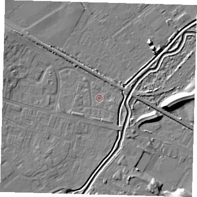 Shaded relief map of the ground around DN379LZ, computed from Environment Agency LiDAR. The ground here sits at about 3 m above sea level and falls 12 m across the surrounding 800 m. Surface water reaching this point runs off ground lying to the north-east, 3.1 m higher.