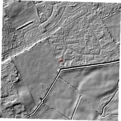 Shaded relief map of the ground around DN401HH, computed from Environment Agency LiDAR. The ground here sits at about 3 m above sea level and falls 6 m across the surrounding 800 m. Surface water reaching this point runs off ground lying to the north-north-west, 0.8 m higher.