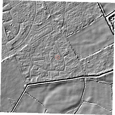 Shaded relief map of the ground around DN401HZ, computed from Environment Agency LiDAR. The ground here sits at about 2 m above sea level and falls 5 m across the surrounding 800 m. Surface water reaching this point runs off ground lying to the south-south-west, 0.6 m higher.