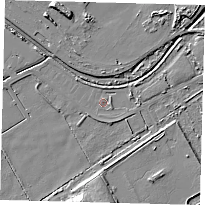 Shaded relief map of the ground around DN401QN, computed from Environment Agency LiDAR. The ground here sits at about 2 m above sea level and falls 11 m across the surrounding 800 m. Surface water reaching this point runs off ground lying to the south-west, 2.5 m higher.