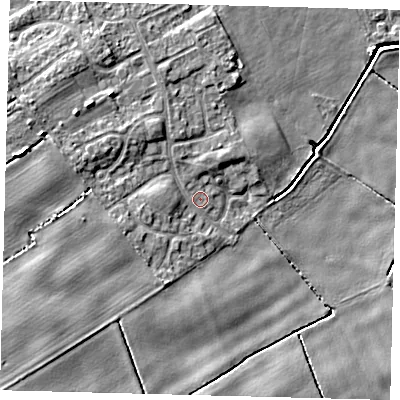Shaded relief map of the ground around DN401RR, computed from Environment Agency LiDAR. The ground here sits at about 4 m above sea level and falls 9 m across the surrounding 800 m. Surface water reaching this point runs off ground lying to the south-west, 4.4 m higher.