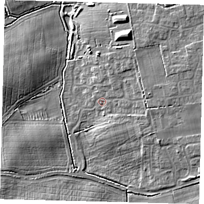 Shaded relief map of the ground around DN402AS, computed from Environment Agency LiDAR. The ground here sits at about 6 m above sea level and falls 11 m across the surrounding 800 m. Surface water reaching this point runs off ground lying to the east-north-east, 4.0 m higher.