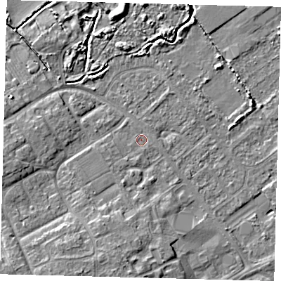 Shaded relief map of the ground around DN402HZ, computed from Environment Agency LiDAR. The ground here sits at about 3 m above sea level and falls 7 m across the surrounding 800 m. Surface water reaching this point runs off ground lying to the south-south-west, 4.1 m higher.