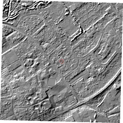 Shaded relief map of the ground around DN402JT, computed from Environment Agency LiDAR. The ground here sits at about 3 m above sea level and falls 7 m across the surrounding 800 m. Surface water reaching this point runs off ground lying to the south-west, 5.4 m higher.
