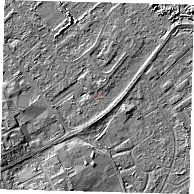 Shaded relief map of the ground around DN402JZ, computed from Environment Agency LiDAR. The ground here sits at about 3 m above sea level and falls 5 m across the surrounding 800 m. Surface water reaching this point runs off ground lying to the west-south-west, 5.5 m higher.