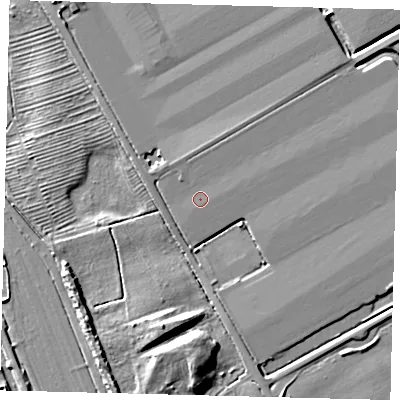 Shaded relief map of the ground around DN403DZ, computed from Environment Agency LiDAR. The ground here sits at about 6 m above sea level and falls 13 m across the surrounding 800 m. Surface water reaching this point runs off ground lying to the west-north-west, 0.9 m higher.