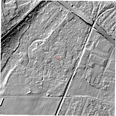 Shaded relief map of the ground around DN58UL, computed from Environment Agency LiDAR. The ground here sits at about 10 m above sea level and falls 9 m across the surrounding 800 m. Surface water reaching this point runs off ground lying to the south-south-east, 0.7 m higher.
