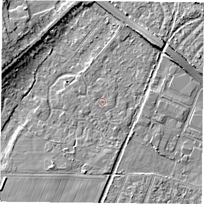 Shaded relief map of the ground around DN58UN, computed from Environment Agency LiDAR. The ground here sits at about 10 m above sea level and falls 9 m across the surrounding 800 m. Surface water reaching this point runs off ground lying to the west-south-west, 0.6 m higher.
