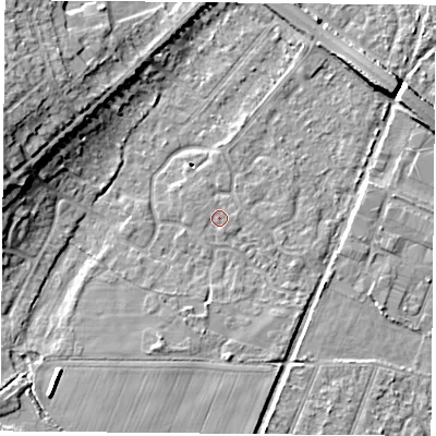 Shaded relief map of the ground around DN58UR, computed from Environment Agency LiDAR. The ground here sits at about 10 m above sea level and falls 12 m across the surrounding 800 m. Surface water reaching this point runs off ground lying to the south-south-east, 0.5 m higher.