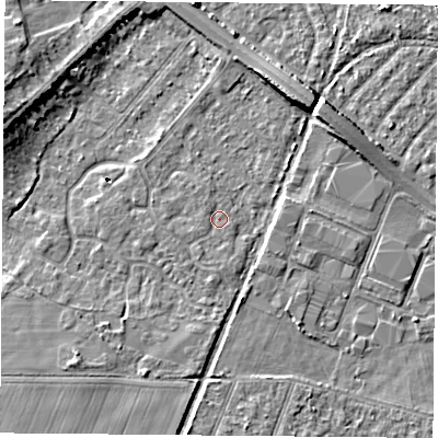 Shaded relief map of the ground around DN58UW, computed from Environment Agency LiDAR. The ground here sits at about 10 m above sea level and falls 8 m across the surrounding 800 m. Surface water reaching this point runs off ground lying to the south, 1.0 m higher.