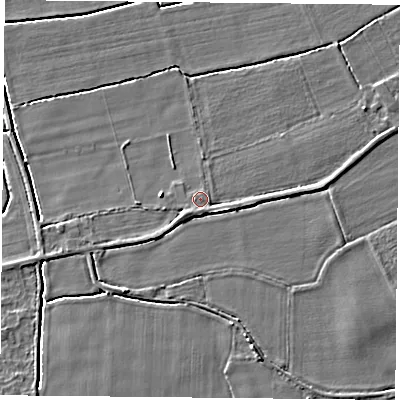 Shaded relief map of the ground around DN60HE, computed from Environment Agency LiDAR. The ground here sits at about 6 m above sea level and falls 5 m across the surrounding 800 m. Surface water reaching this point runs off ground lying to the south, 0.9 m higher.
