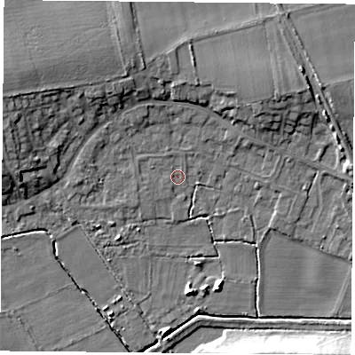 Shaded relief map of the ground around DN69HN, computed from Environment Agency LiDAR. The ground here sits at about 5 m above sea level and falls 10 m across the surrounding 800 m. Surface water reaching this point runs off ground lying to the north-north-west, 6.2 m higher.