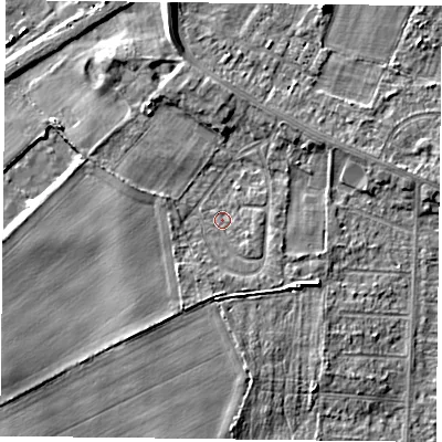 Shaded relief map of the ground around DN74EE, computed from Environment Agency LiDAR. The ground here sits at about 3 m above sea level and falls 7 m across the surrounding 800 m. Surface water reaching this point runs off ground lying to the south-south-west, 1.5 m higher.